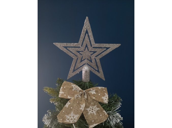 Špic na vianočný stromček - hviezda 20cm Strieborná