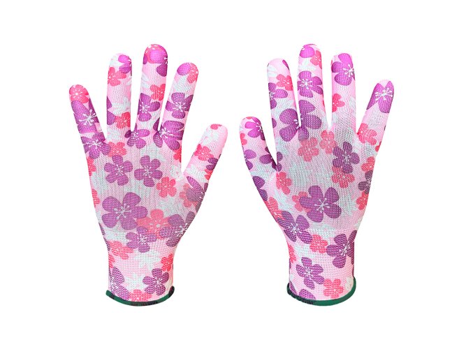 Záhradné rukavice , polyester, kvetinový vzor, veľkosť 9" 97H148