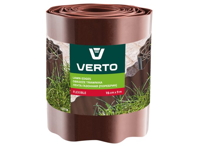 Okraj na trávniky 15 cm x 9 m, hnedý 15G514