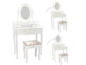Toaletný stolík s LED zrkadlom Primadona White