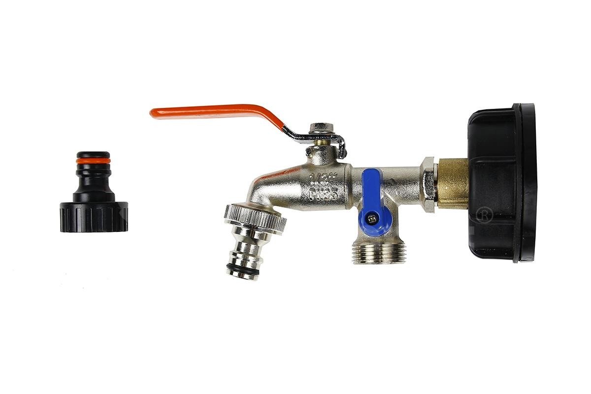 Kovový ventil na IBC kontajnerovú nádrž 1000l 61 mm PKR 1/2" s rýchlospojkou