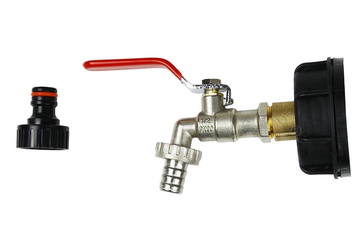 Kovový ventil na IBC kontajnerovú nádrž 1000l 61mm IBC NKR 1/2" s rýchlospojkou