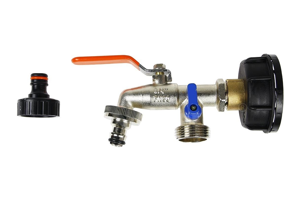 Kovový ventil na IBC kontajnerovú nádrž 1000l 61 mm PKR 3/4" s rýchlospojkou
