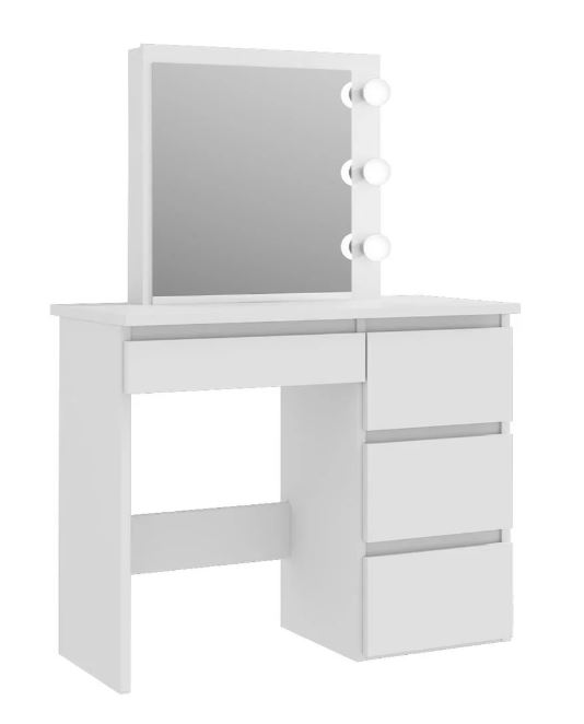 Toaletný stolík s LED zrkadlom Elisa White