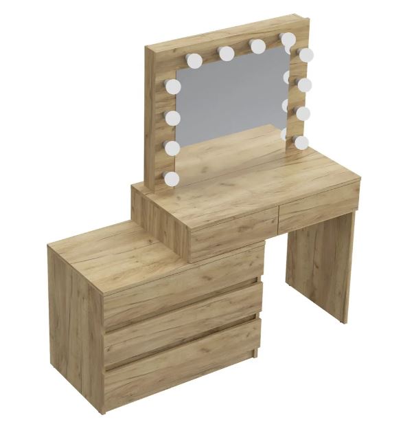 Toaletný stolík s LED zrkadlom Nicole Dub craft
