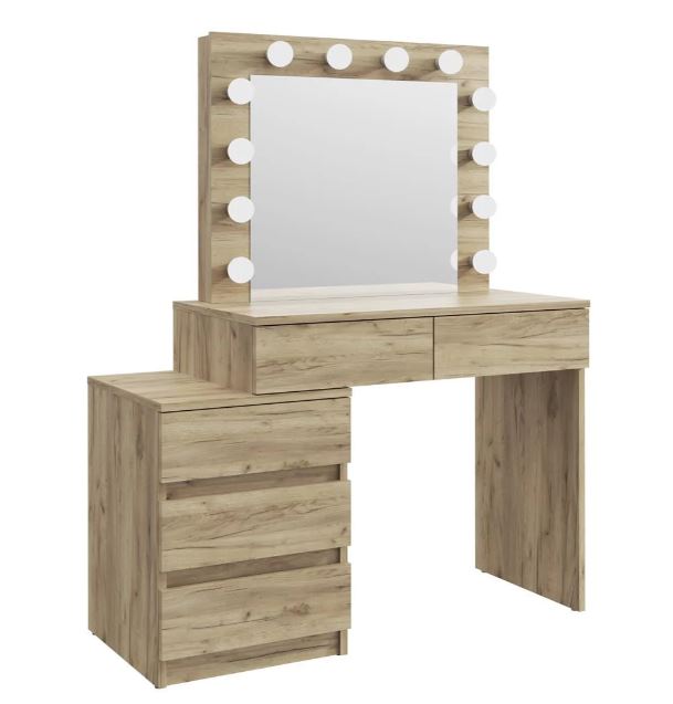 Toaletný stolík s LED zrkadlom Vanessa Dub craft