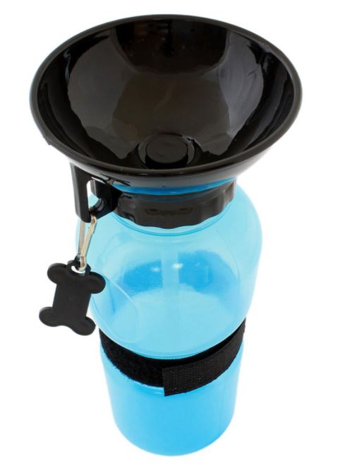 Cestovná fľaša pre psov s miskou 0,5 l, modrá