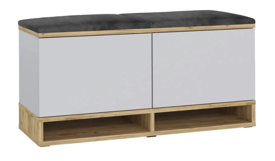 Bestent Botník s lavicou na sedenie White/ Craft/ Grey 100x50x37cm