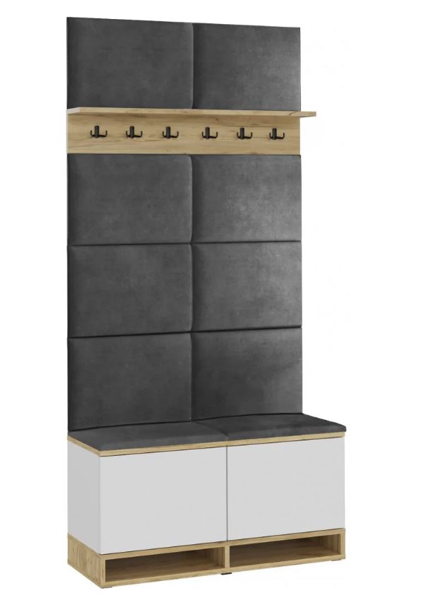 Bestent Predsieňová stena vešiaková White/ Craft/ Grey 100x213x37