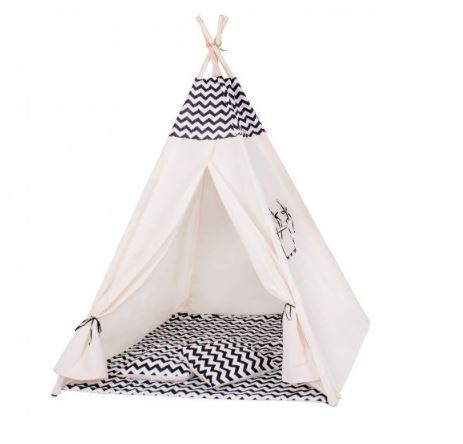 Detský stan Teepee s vankúšmi Cik Cak čierny