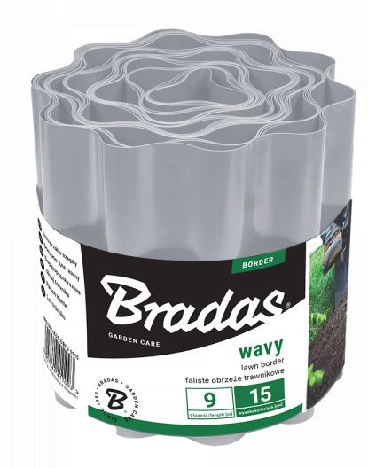 Plastový obrubník vlnitý 20cm x 9m Light Grey