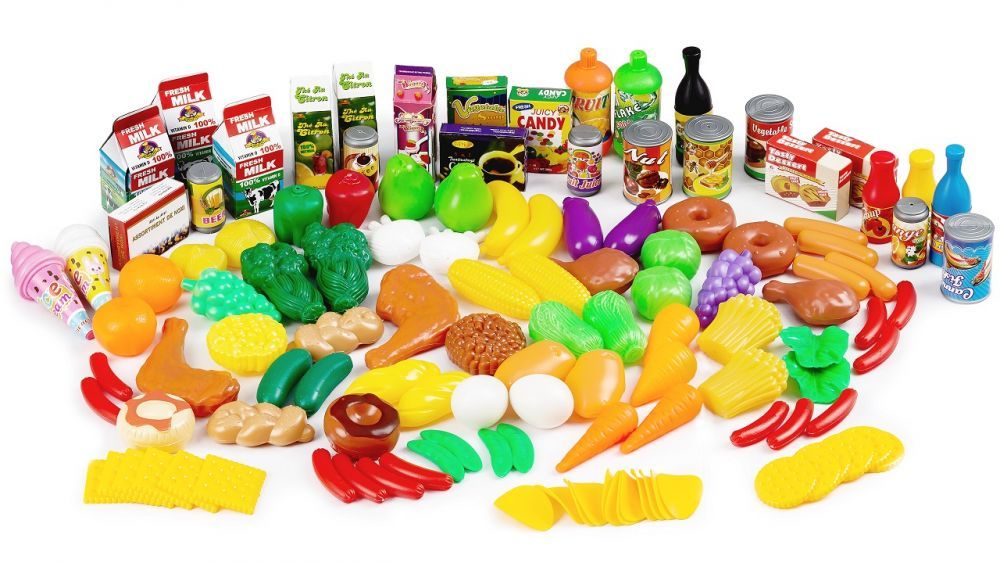 Súprava ovocie a zelenina Ecotoys zábavná kuchynka 120 ks