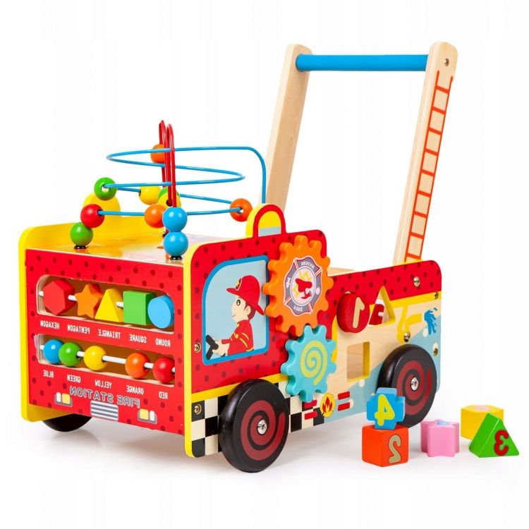 Drevené edukačné chodítko s kockami FIREMAN