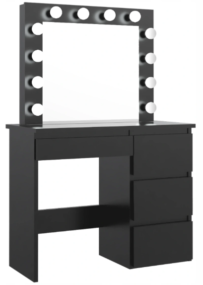 Toaletný stolík s LED zrkadlom Cleopatra Black