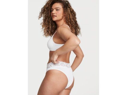 Bavlnené brazilky s čipkou v páse Victoria's Secret