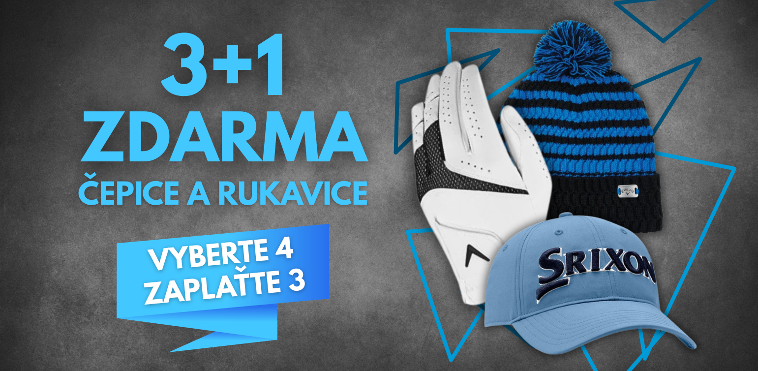 3 + 1 zdarma golfové rukavice a čepice výprodej