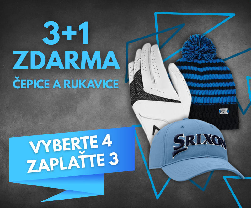 3 + 1 zdarma golfové rukavice a čepice výprodej