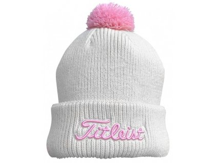TITLEIST Pom Pom zimní čepice bílo-růžová