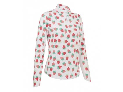 CALLAWAY Allover Strawberries Sun Protection dámské tričko bílo-červené