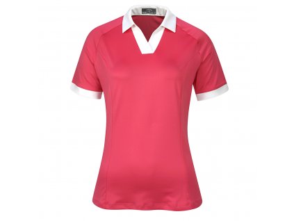 CALLAWAY Short Sleeve V-Placket Colourblock dámské tričko růžové
