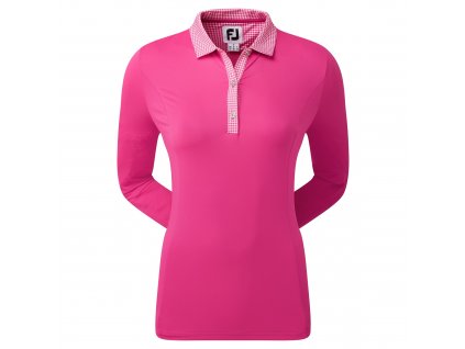 FJ 80186 FOOTJOY Houndstooth 3/4 Sleeve dámské tričko růžové