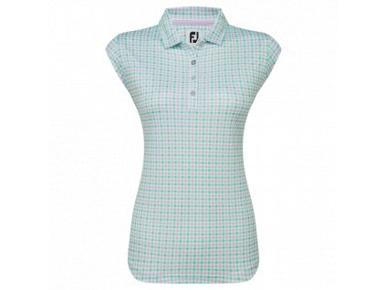 FOOTJOY Gingham Print Interlock dámské tričko modré