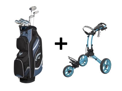 CALLAWAY dámský set Solaire 24 + CLICGEAR Rovic RV1C 2.0 vozík MODRÝ
