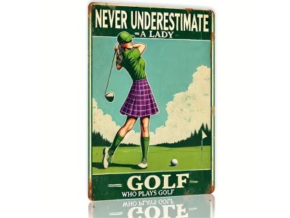 Kovová cedule s golfovým motivem