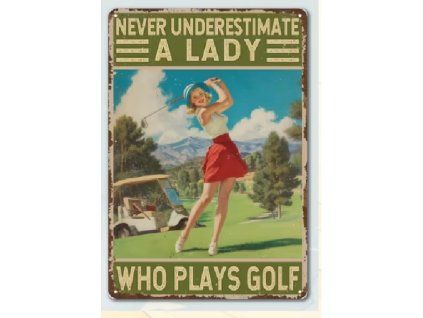 Kovová cedule s golfovým motivem