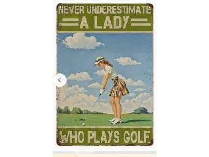 Kovová cedule s golfovým motivem