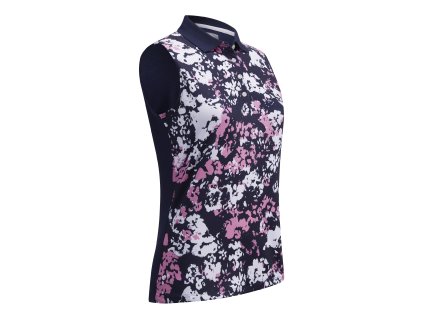 Callaway dámské tričko Floral Print Sleeves modro-růžovo-bílé zepředu