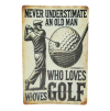 Kovová cedule s golfovým motivem