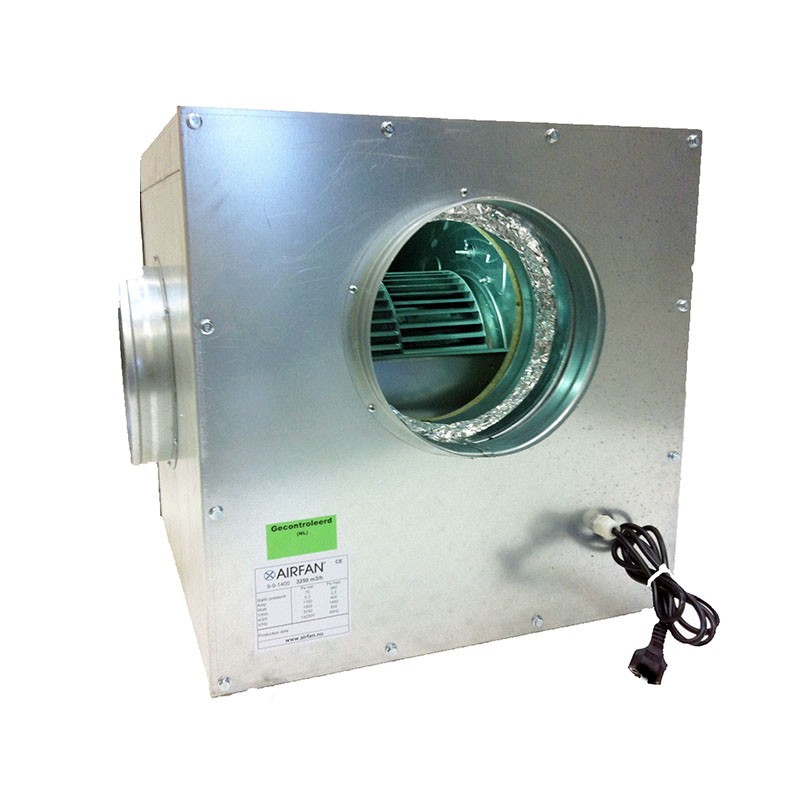 Airfan SOFT-Box Metal 2500 m³/h - maximálně odhlučněný ventilátor včetně přírub a háků k upevnění