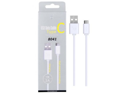 Datový a nabíjecí kabel PLUS, USB-C, délka 1m, 2A, USB 2.0, (8041), bílý