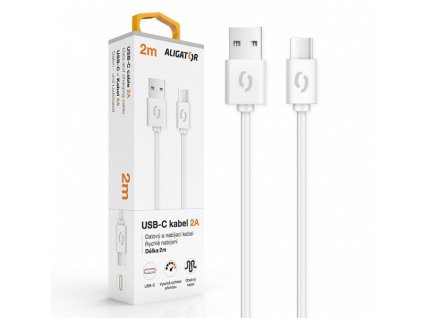 Datový kabel ALIGATOR 2A USB-C 2m, bílý