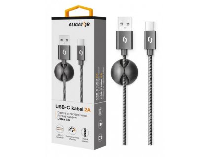 Datový kabel ALIGATOR PREMIUM 2A, USB-C černý