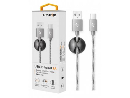 Datový kabel ALIGATOR PREMIUM 2A, USB-C šedý