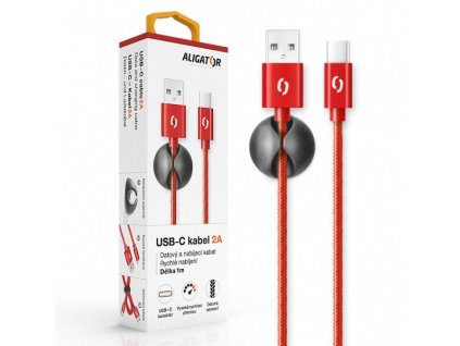 Datový kabel ALIGATOR PREMIUM 2A, USB-C červený