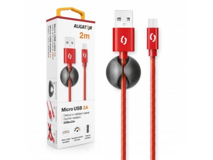 Datový kabel ALIGATOR PREMIUM 2A, Micro USB 2m červený