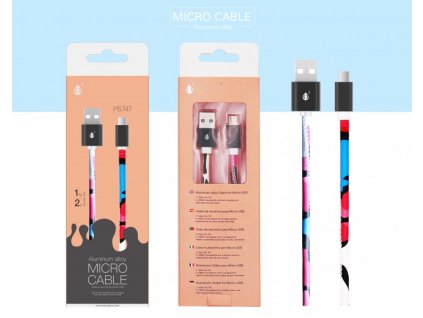 Datový kabel PLUS P5747 Micro USB ,2A, 1M, vzor růžový