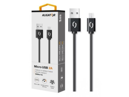 Datový kabel ALIGATOR 2A micro USB 1m, černý