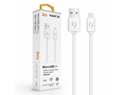 Datový kabel ALIGATOR 2A micro USB 2m, bílý