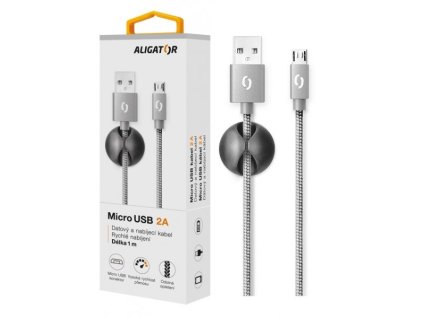 Datový kabel ALIGATOR PREMIUM 2A, Micro USB šedý