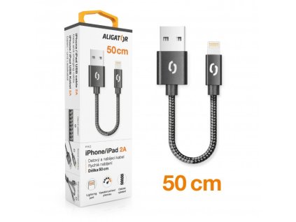 Datový kabel ALIGATOR PREMIUM 2A, Lightning 50cm černý