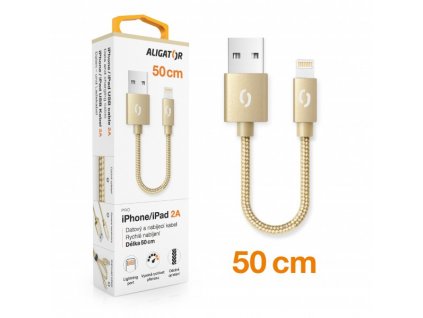 Datový kabel ALIGATOR PREMIUM 2A, Lightning 50cm zlatý