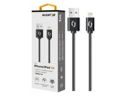 Datový kabel ALIGATOR 2A iPhone lightning 1m, černý
