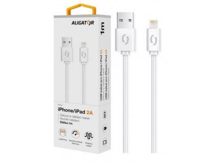Datový kabel ALIGATOR 2A iPhone lightning 1m, bílý