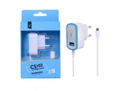 Nabíječka PLUS CS102, kabel MicroUSB + USB výstup 5V/2,1A - modrá