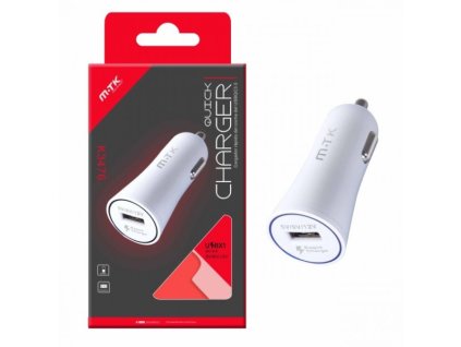 Nabíječka do auta Quick Charge 3.0 PLUS, s USB výstupem 2A (K3476), bílá