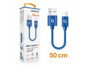 Datový kabel ALIGATOR PREMIUM 2A, USB-C 50cm modrý